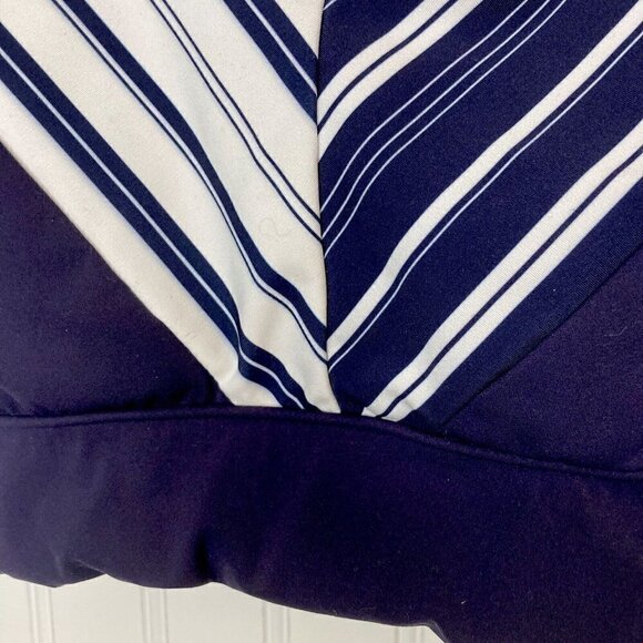 Enavant Sport Bra Top Calypso Blue White Stripe Wide Criss Cross Straps-M - Picture 2 of 7